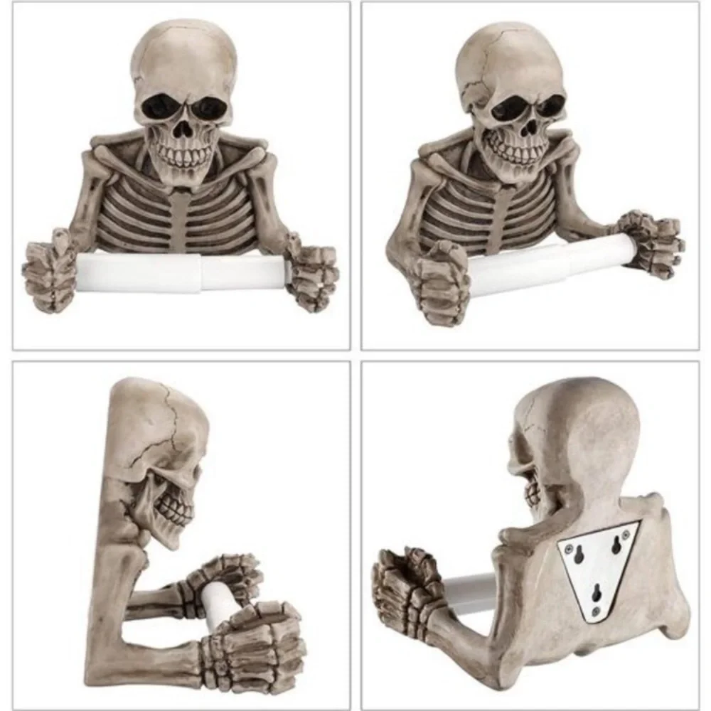 Skull Toilet Paper Holder Wall Mount Toilet Tissue Roll Paper Storage Holder